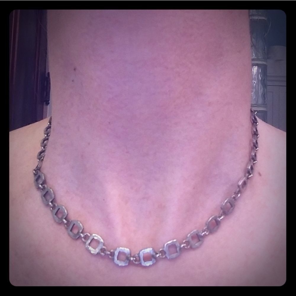 2/$20 Hammered Antiqued Silver Squares Necklace